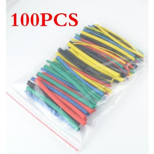 100Pcs Heat Shrink Tubing Insulation Tube Assortment Electronic Polyolefin Ratio 2:1 Wrap Wire Cable Sleeve Tubes Kit