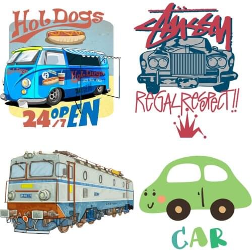 Iron on Patches for Clothing Cute Car Train Patches DIY T-shirt Applique Heat Transfer Vinyl Letter Fashion Sticker Decoration G