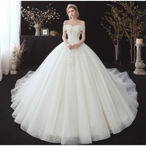 New Princess Ball Gowns Wedding Dress 2020 Luxury Lace robe de soiree Bride Dress Wedding Gowns Royal Train vestido de noiva