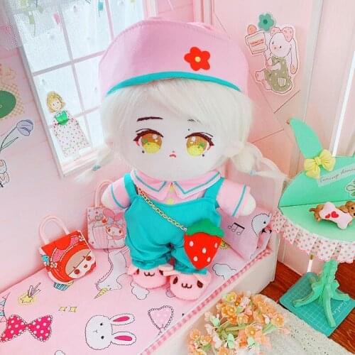 Doll Clothes For 20cm EXO Doll Little Red Flower suit overalls Toy Clothes suit for Korea Kpop EXO idol Dolls Accessory