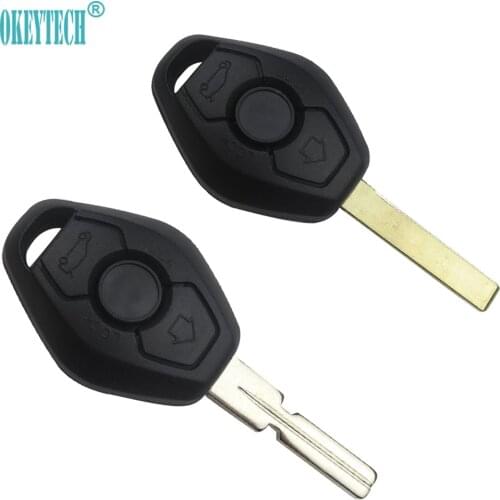 OkeyTech 3 BUTTON UNCUT car KEY REMOTE SHELL CASE Fit FOR BMW 1 3 5 6 7 Series SERIES Z3 Z4 X3 X5 M5 325i E38 E39 E46 Auto Key