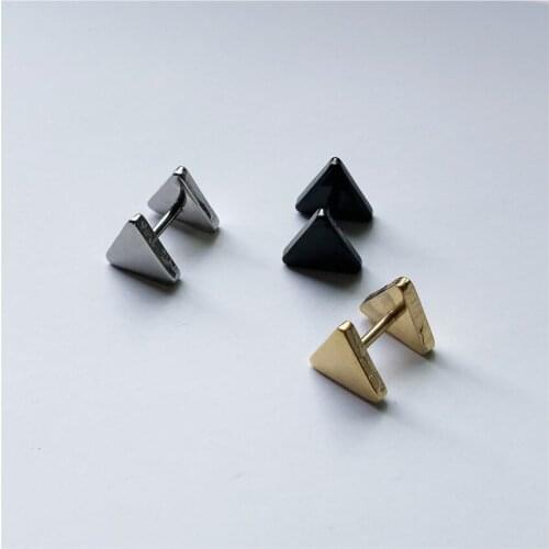 Simple Stainless Steel Double Triangleear Ear Studs Korean Fashion Jewelry Men and Womens Nightclub Party Jewelry Earring Gift