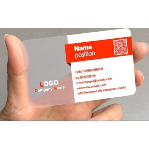 High quality customized printed transparent plastic business cards/name card design printing