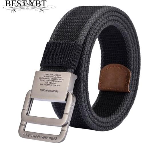Best YBT Unisex Canvas Belt Alloy Double Ring Buckle Belt Army Tactical Selling Outdoor Sport Cowboy Pants Men And Women Belt
