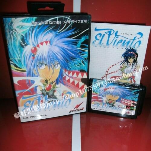 Sega MD game - El viento with Box and Manual for 16 bit Sega MD game Cartridge Megadrive Genesis system