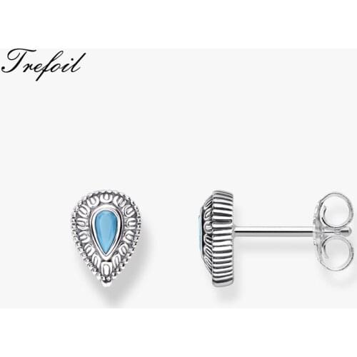 Blue Water Stud Earrings, 2019 Brand New Europe Style Fashion Jewelry 925 Sterling Silver Trendy Gift For Women Lover