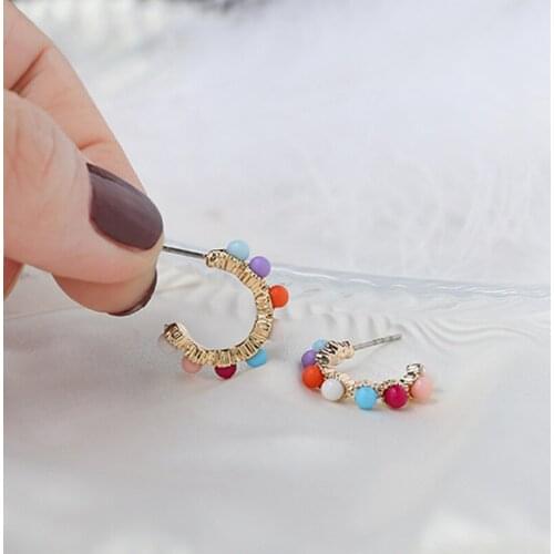New Korean Style Cute Stud Earring Colorful Resin Beads Earrings for Women Girl Statement Summer Jewelry Brincos Summer Party