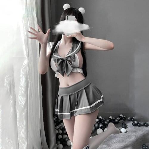 Sexy Cosplay Lingerie Student Uniform with Miniskirt Outfit School Girl Japanese Erotic Women Costume Lace Babydoll Maid Dress