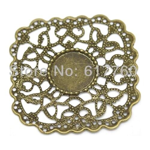 Free shipping-30Pcs Antique Bronze Filigree Wraps Connectors Jewelry Findings DIY Connectors 4.3x4.3cm(Fit 14.5mm) J0051