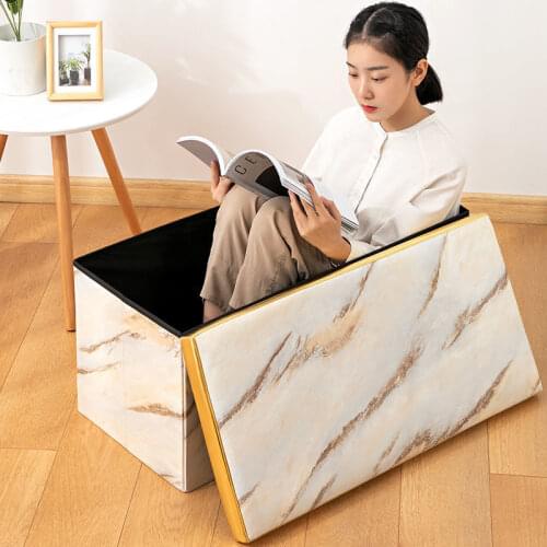 Marble Pattern Storage Stool Furniture For Home Ottoman Leather Material Clothing Toy Snack Storage Sofa Chairs Fashion Stool