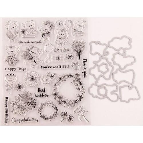 Reunion Bear Blessing Metal Cutting Dies and Stamps or Only Clear Stamp Scrapbook Craft Stencil DIY Album Paper Template Model