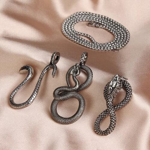 Jewelry Personalised Gothic Jewelry Punk Stainless Steel Snake Pendant Necklace for Women Men Hip Hop stainless steel