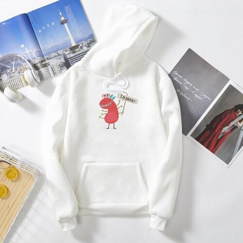 Animation Bug Print Kawaii Cartoon Graphics Kpop Hoodies Womens Sweatshirt Warm Jacket Harajuku Streetwear Red Ariana Grande