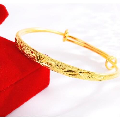 Genuine 14K Gold Filled Charm Bracelets for Women Adjustable Cuff Bangle Wedding Engagement Jewelry Girlfriend Birthday Gift