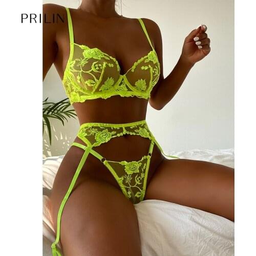 Women Sexy Lingerie Sets with Garter Belt Lace Transparent Push Up Bras Sex Panties Erotic Temptation Sensual Lingerie Underwear