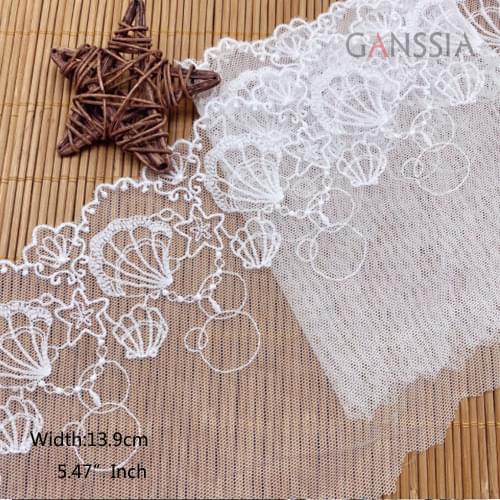 1yard Width:13.9cm Water-Soluble Stars Lace Trim Ivory White for DIY Crafts/Wedding Dress Sewing Accessories Decoration(ss-2343)