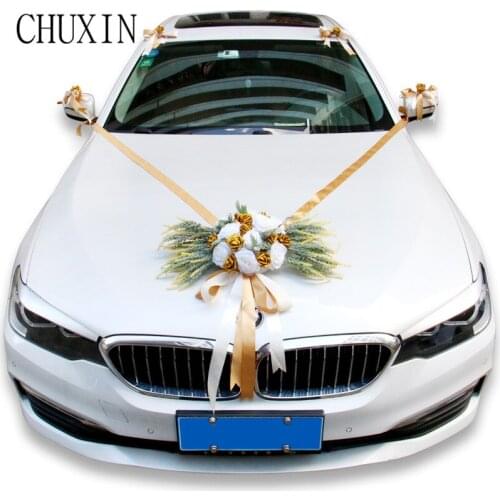 1 Set Wedding Car Flower Silk Simulation Rose Wedding Decor Christmas Wreath Artificial Flower Valentines Day Decorations