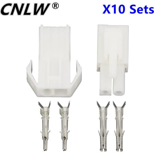 10 Sets EL-2P Small tamiya Electronic connector 4.5mm spacing, EL-4.5 2P Multipole Connectors Male and Female Plug + terminals