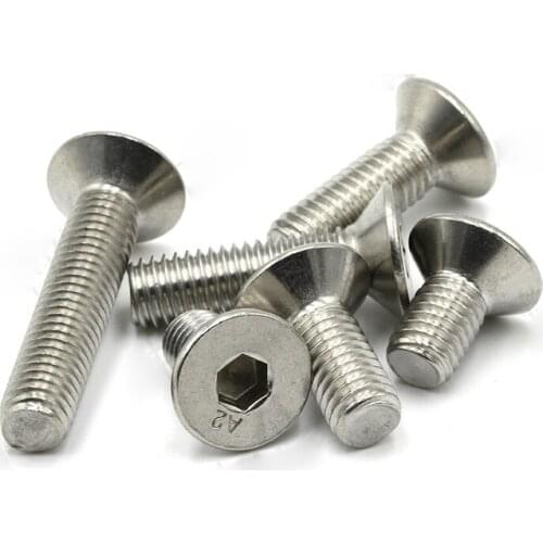 20pcs M4 stainless steel countersunk head hex head screw 6mm-50mm length