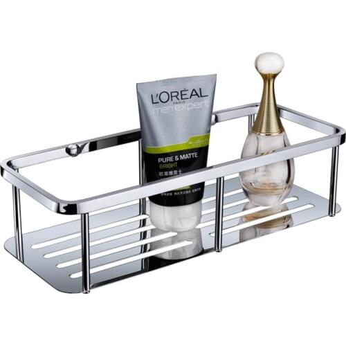 300mm chrome wall mounted Solid brass copper bathroom shelf High quality Rectangle Basket