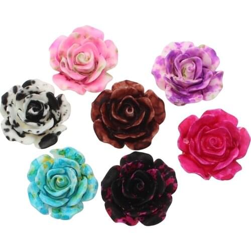 50Pcs 19x18mm Resin Rose Flower Decoration Crafts Flatback Cabochon Beads Embellishments For Scrapbooking DIY Accessories