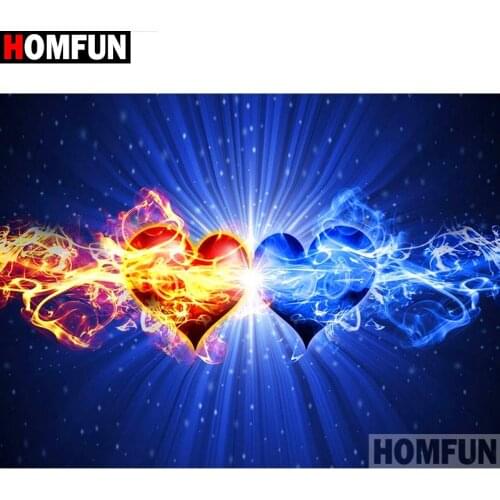 HOMFUN Full Square/Round Drill 5D DIY Diamond Painting "Water fire heart" 3D Diamond Embroidery Cross Stitch Home Decor A19308
