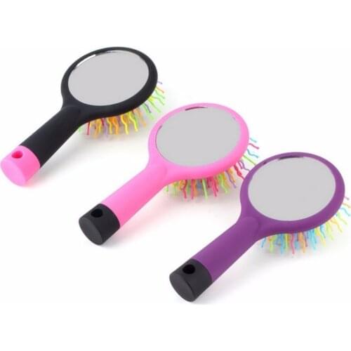 Rainbow Volume Anti-static Magic Detangler Hair Curl Straight Massage Comb Hair Brush Hair Care Styling Tools With Mirror