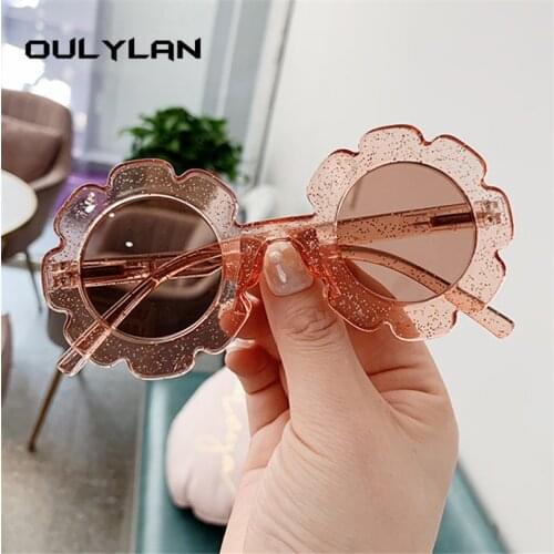 Oulylan Kids Sunglasses Girls Flower Shape Child Sun Glasses Round Shades Sunglass Children UV400 Oculos De Sol