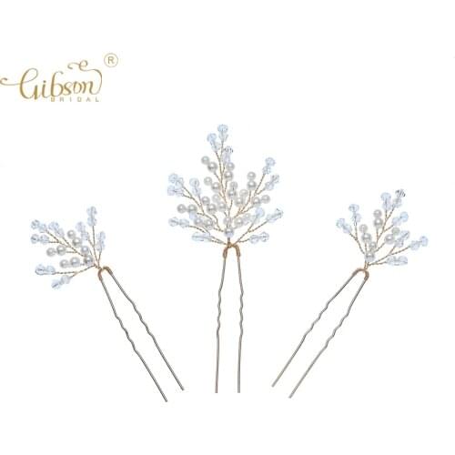 Elegant Side Hair Clips Imitation Pearl Crystal Bride Jewelry Wedding Hair Accessories Women Bridal Hair Pin