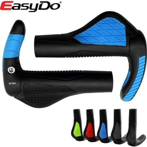 EasyDo Ergonomic Road Bicycle Cycling Handlebar Grips Bar Ends Lock On Mountain Bike Handle Anti-skid Manopole Per Bici 5 Colors