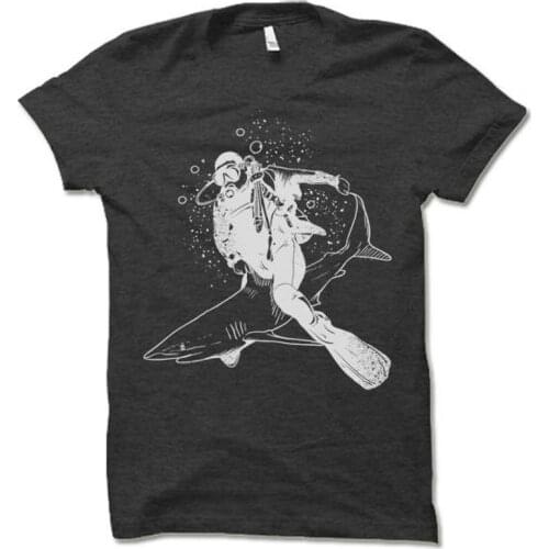 Scuba Diver T Shirt. Diver Gift. Shark Scuba Diving Tee Men Summer Short Sleeves Casual Adult T-Shirt S-3Xl Hip Hop T Shirt