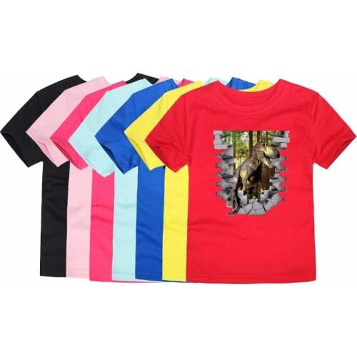 Boy T Shirts for Children Cotton Summer Jurassic World Dinosaurs T-Shirts for Girl Short Sleeve Tops Tees 2-14 Y Kids Tops
