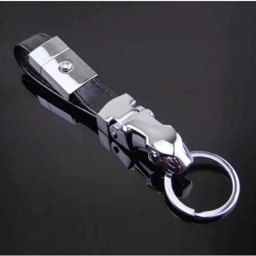 2016 Classic Zinc Alloy Silver Plated PU Leather Cool Leopard Head Keychain Men Fashion Wrench Key Chain Creative Keyfob Tools