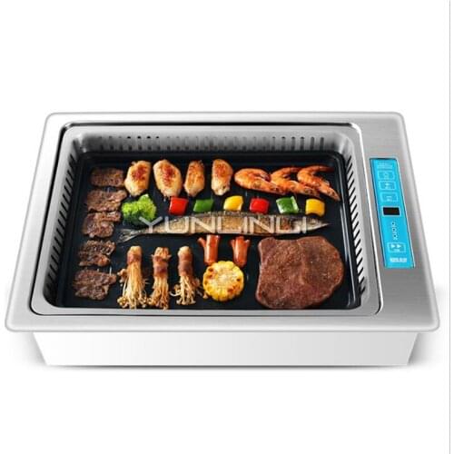 Commercial Smokeless Electric Grill Roasting Embedded Meat Pan Barbecue Electric Griddle Hotplate