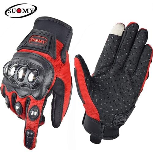 Suomy Summer Breathable Motorcycle Gloves Motorbike Equipment Anti-fall Gloves ATV Metal Hard Shell Protective Gloves Guantes