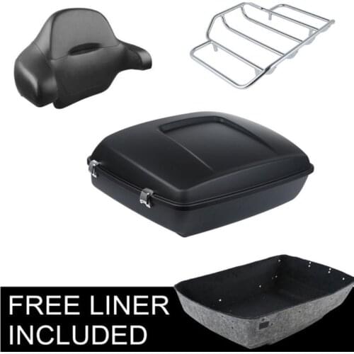 Motorcycle Matt Black Chopped Pack Trunk Two up Rack Backrest For Harley Tour Pak Touring Road King Electra Street Glide 14-19