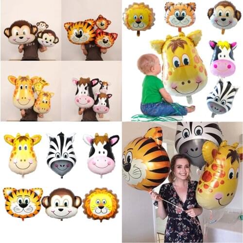 Mini Medium Large Animal Foil Balloons Jungle Forest Lion Monkey Giraffe Zebra Cow Birthday Decorations Baby Shower Globos