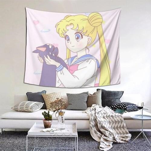 Sailor Girl Tapestry Anime Cosplay Kawaii Tapestry Wall Bedspread Bohemian Hanging Blankets For Bedroom Dorm