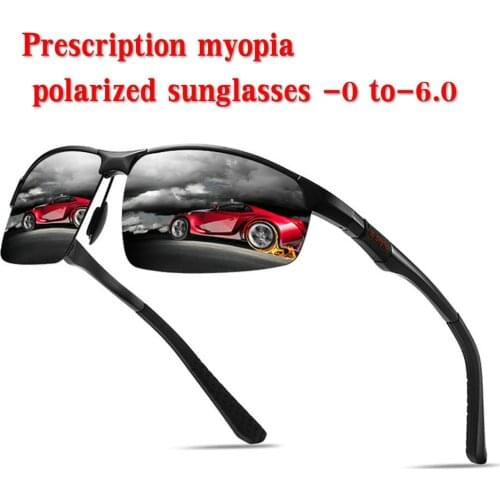 MINCL Aluminum magnesium Prescription Finished Polarized Myopia Sunglasses men Square mirrorShort sighted Optics Eyewear UV NX