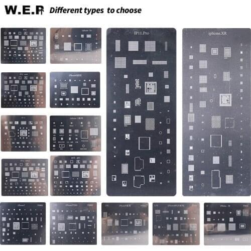 WEP 15PCS BGA IC Chip Reballing Stencil Kit Set Tin Planting Soldering Net Solder Template for iphone 5/6/7/8/11/12/SE/XR