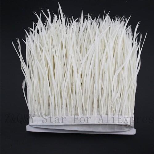 Natural goose feather 10-15CM (4-6 inches) dyed white to make 2-10 yards single torn edge cloth edge DIY craft jewelry feather