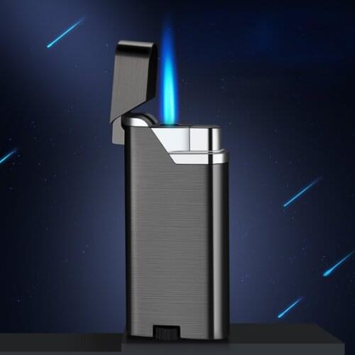 New Turbo Jet Compact Butane Torch Metal Cigarette Lighters Gas 1300 C Windproof Petrol Lighter Blue Flame Vortex spout Fire