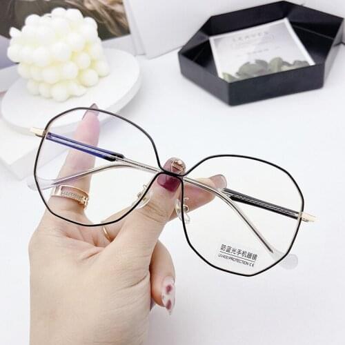2020 New Fashion Unisex Metal Vintage Polygon Anti Blue Light Glasses Oversized Irregular Eyeglass Frame Round Optical Eyewear