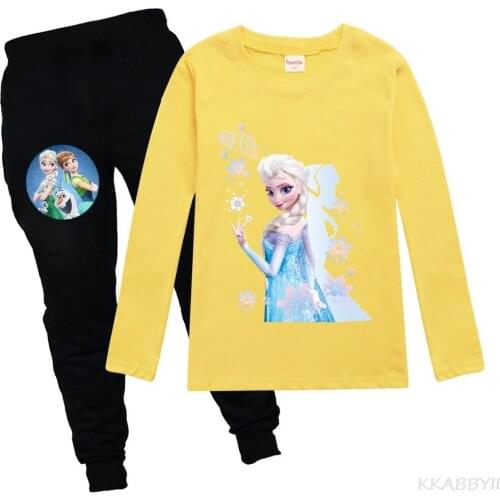 New Frozen Kids Suit Fine Cotton Boys And Girls Long Sleeve T-Shirt + Pantsuit