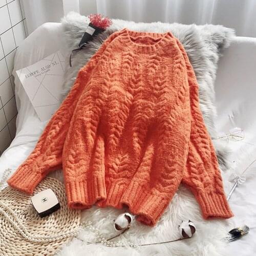 OMCHION Autumn And Winter Coarse Wool Sweater Womens Pullover Loose Twist Long Sleeve Top Lazy Knitted Oversized Jumper LYT69