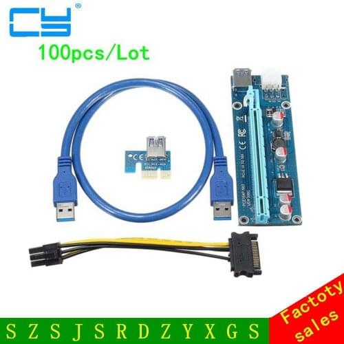 PCIe PCI-E PCI Express Riser Card 1x to 16x USB 3.0 Data Cable SATA to 6Pin IDE Molex Power Supply for BTC Miner Machine
