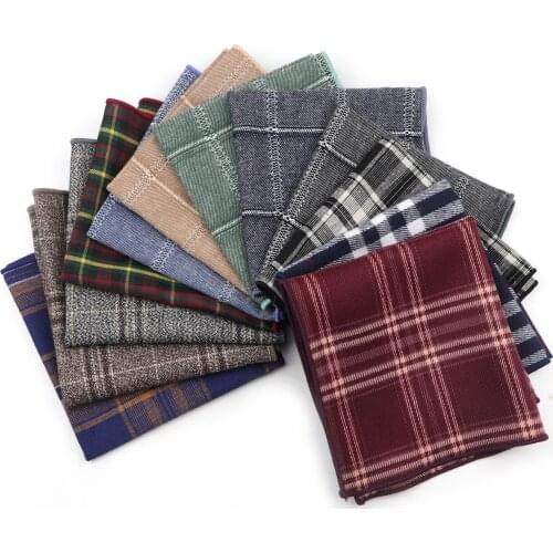 2019 New Style Hankerchief Stripe Plaid Scarves Vintage Fabric Of Business Suit Hankies Mens Pocket Square Handkerchiefs