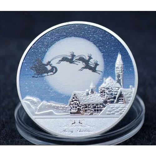 Gold Plated Merry Christmas And Happy New Year Commemorative Challenge Coin Gift