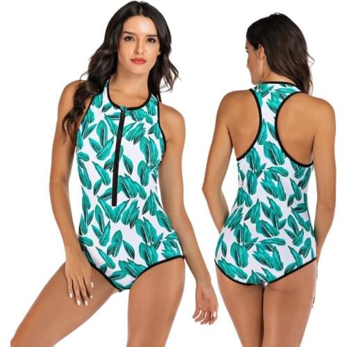 Professional Surf Swimwear One Piece Swimsuit Women Fashion Zipper Monokini Swimsuit Sport Bodysuit Beach Bathing Suit Swim -40