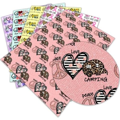 Love Pattern Printed Faux Leather Peace Heart Sheets for DIY Sewing Material Hair Bows Garments A4 22*30CM